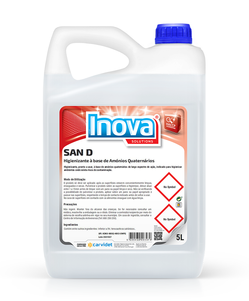 SAN D, 750 ml: Higienizante de superfícies à base de amónios quaternários I INOVA