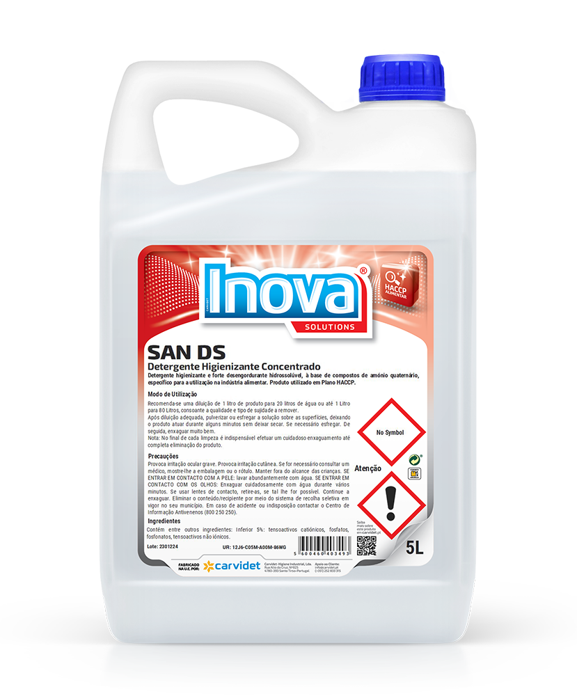 SAN D, 5 litros: Higienizante de superfícies à base de amónios quaternários I INOVA (cópia)