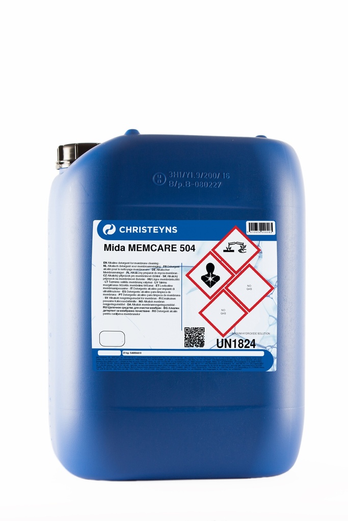 MIDA MEMCARE 504, 23 kg:  Detergente meio alcalino com forte propriedade complexantes para membranas.