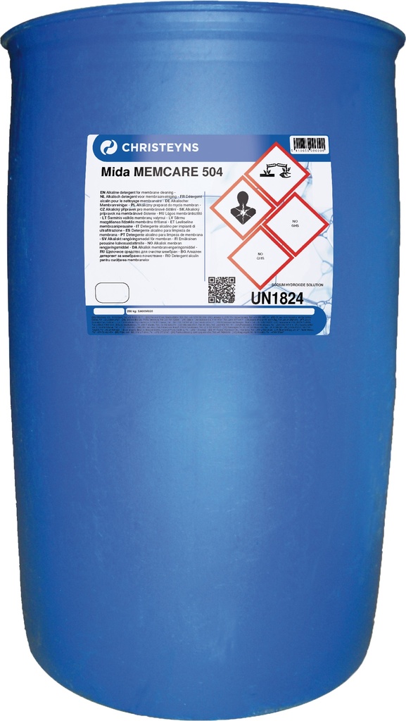 MIDA MEMCARE 504, 250 kg:  Detergente meio alcalino com forte propriedade complexantes para membranas.