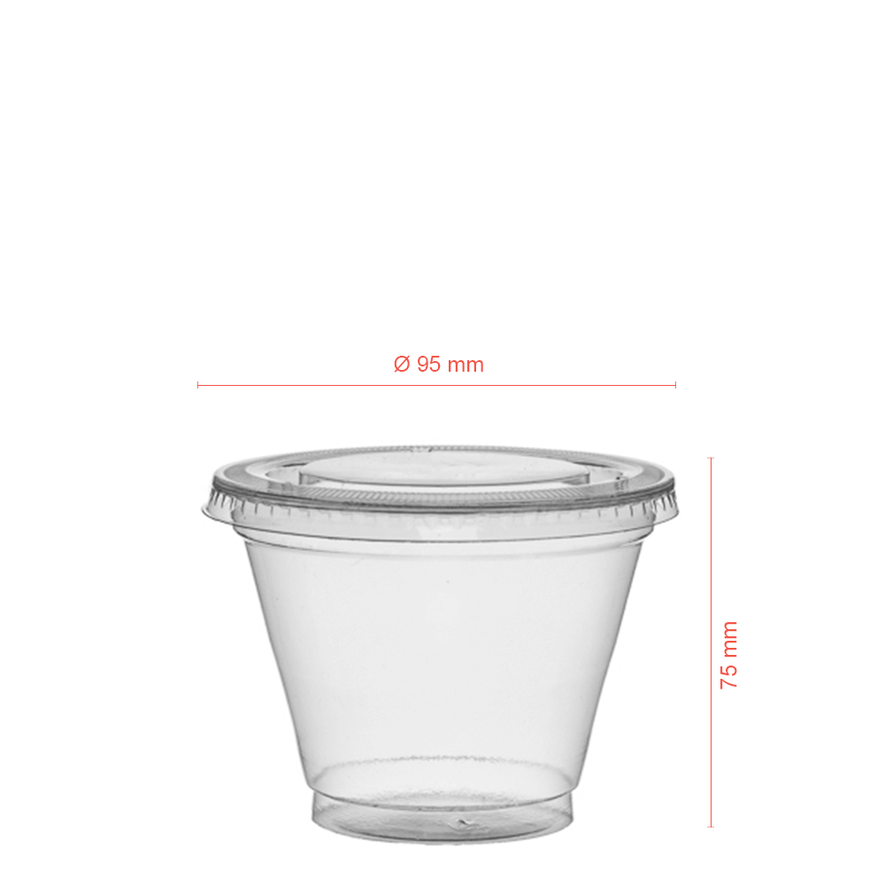 Taça de sobremesa em PC com tampa 230 ml + TP, Ecovalor incluído, caixa 1000 unidades (cópia)