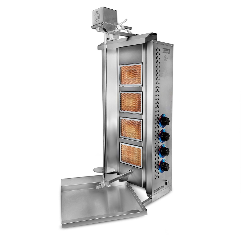 Grelhador a gás Showarma Kebab I 4 queimadores I Romux