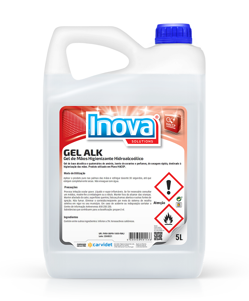 GEL D, 5 litros: Gel de mãos higienizante extra sem odor I INOVA (cópia)