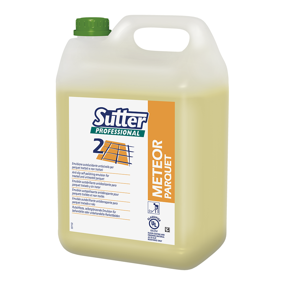 METEOR PARQUET, 5kg: Emulsão auto brilhante e antiderrapante para pavimentos de madeira. Registado UL I SUTTER