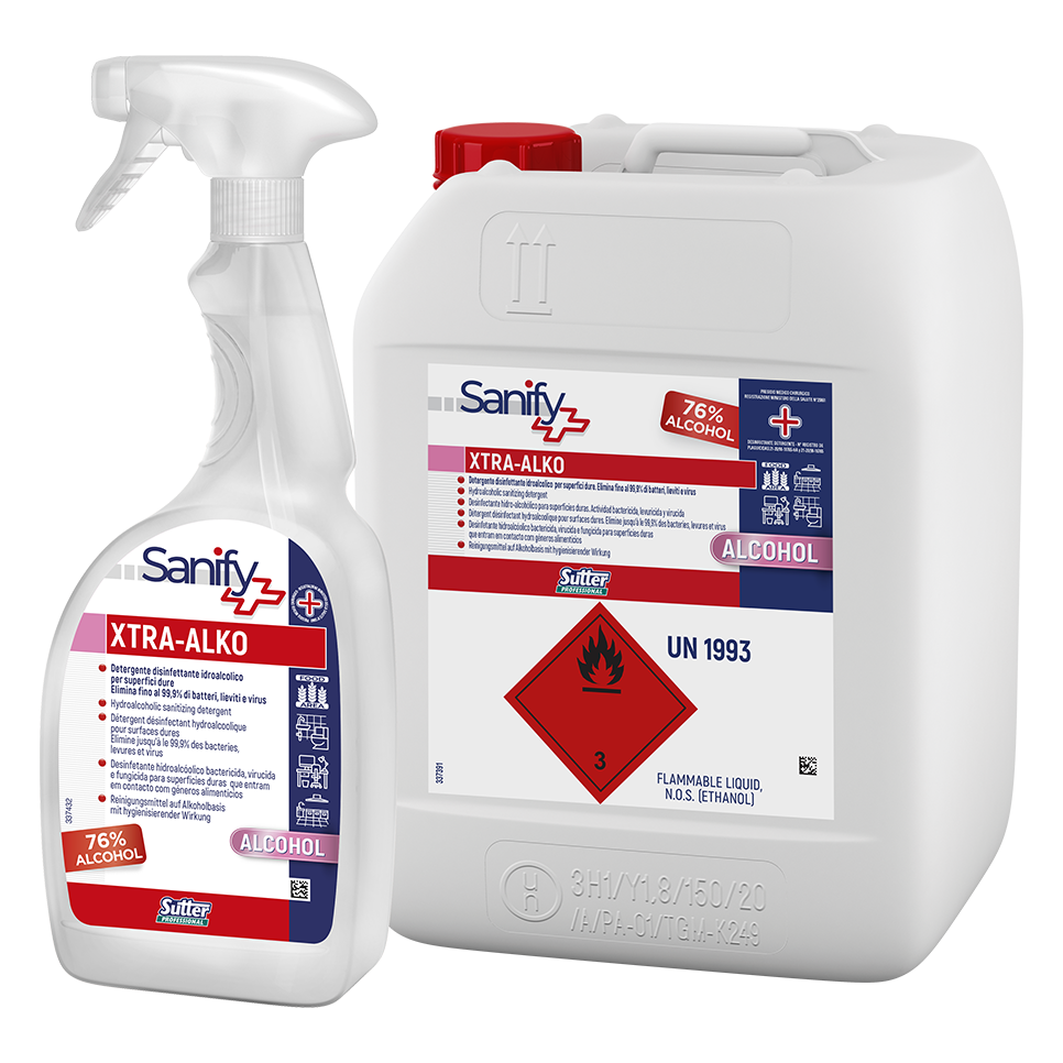 XTRA-ALKO, 750ml: Detergente desinfetante hidroalcóolico I SUTTER