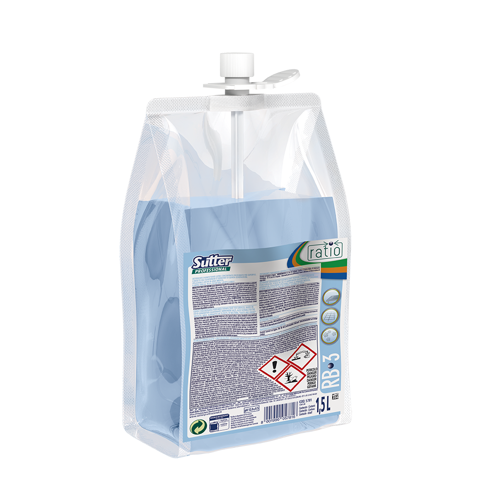 RATIO RB-3, 1500ml: Detergente igienizante perfumado ultraconcentrado I SUTTER