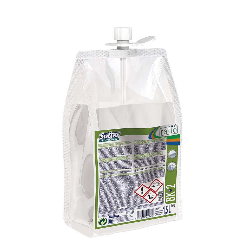 RATIO BK-2, 1500ml: Detergente higienizante ultraconcentrado para as superfícies laváveis I SUTTER