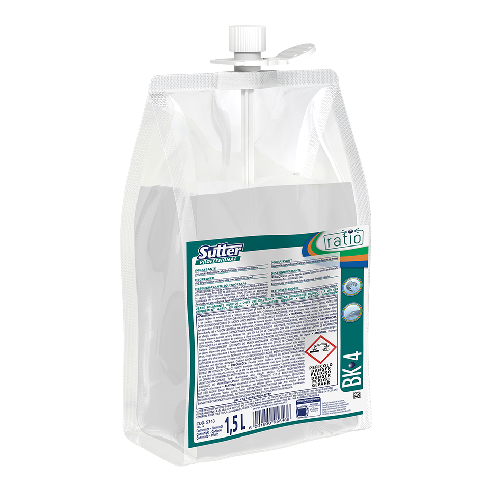 RATIO BK-3, 1500ml: Detergente desincrustante higienizante ultraconcentrado com efeito desodorizante I SUTTER (cópia)