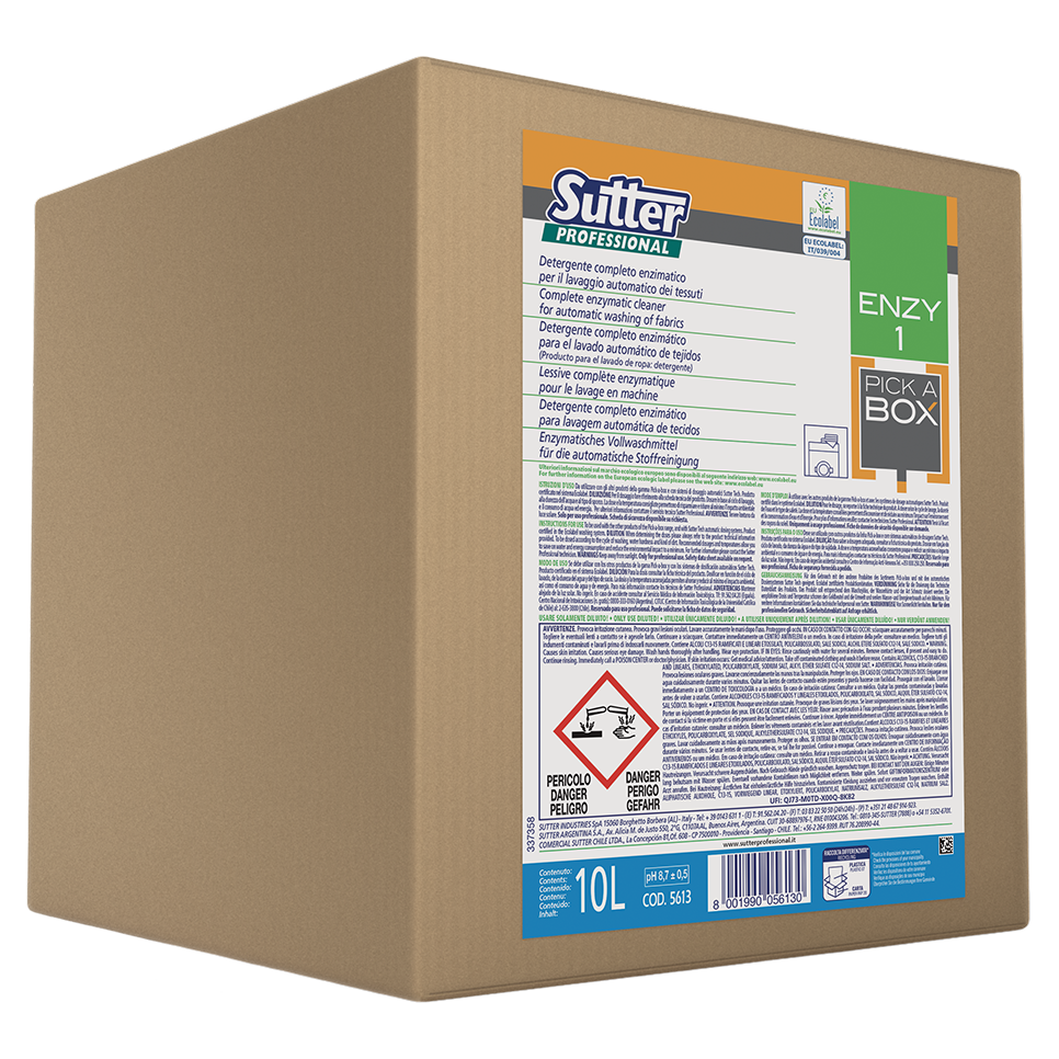 ENZY 1, 10000ml: Detergente completo enzimático para lavagem automática de tecidos | SUTTER