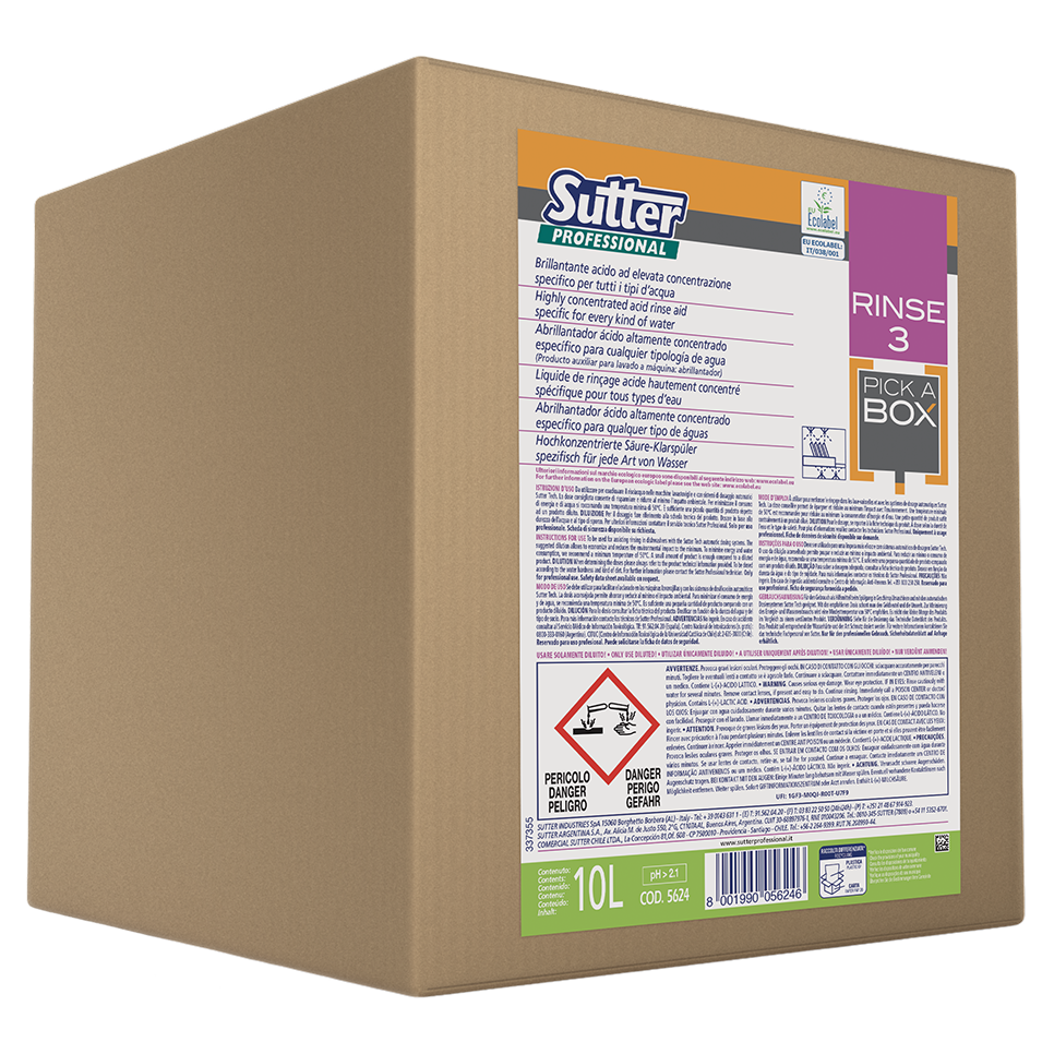 RINSE 3: Abrilhantador ácido específico para qualquer tipo de águas | SUTTER