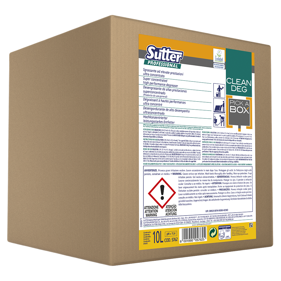 CLEANDEG ECOLABEL: Detergente desengrasante superconcentrado | SUTTER
