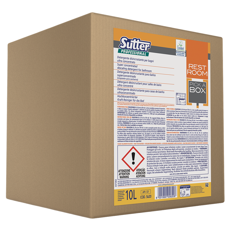 RESTROOM 10000ml: Detergente desincrustante para casas de banho ultraconcentrado | SUTTER