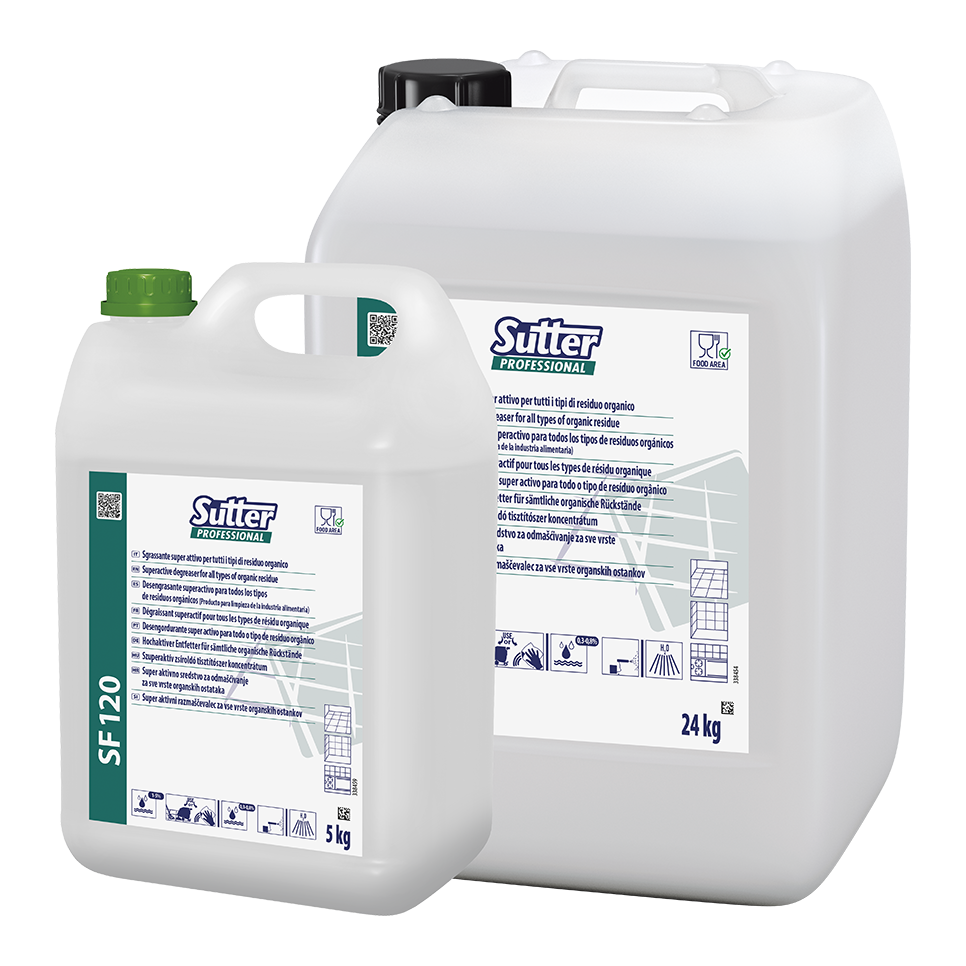 SF 120, 5kg: Desengordurante super-activo para a limpeza de todos os tipos de resíduos orgânicos I SUTTER (cópia)