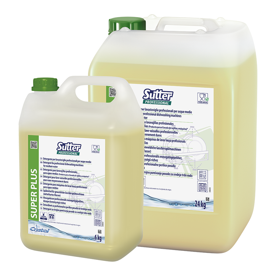 SUPER PLUS, 24kg: Detergente para máquinas de lavar louça profissionais (águas médias) I SUTTER