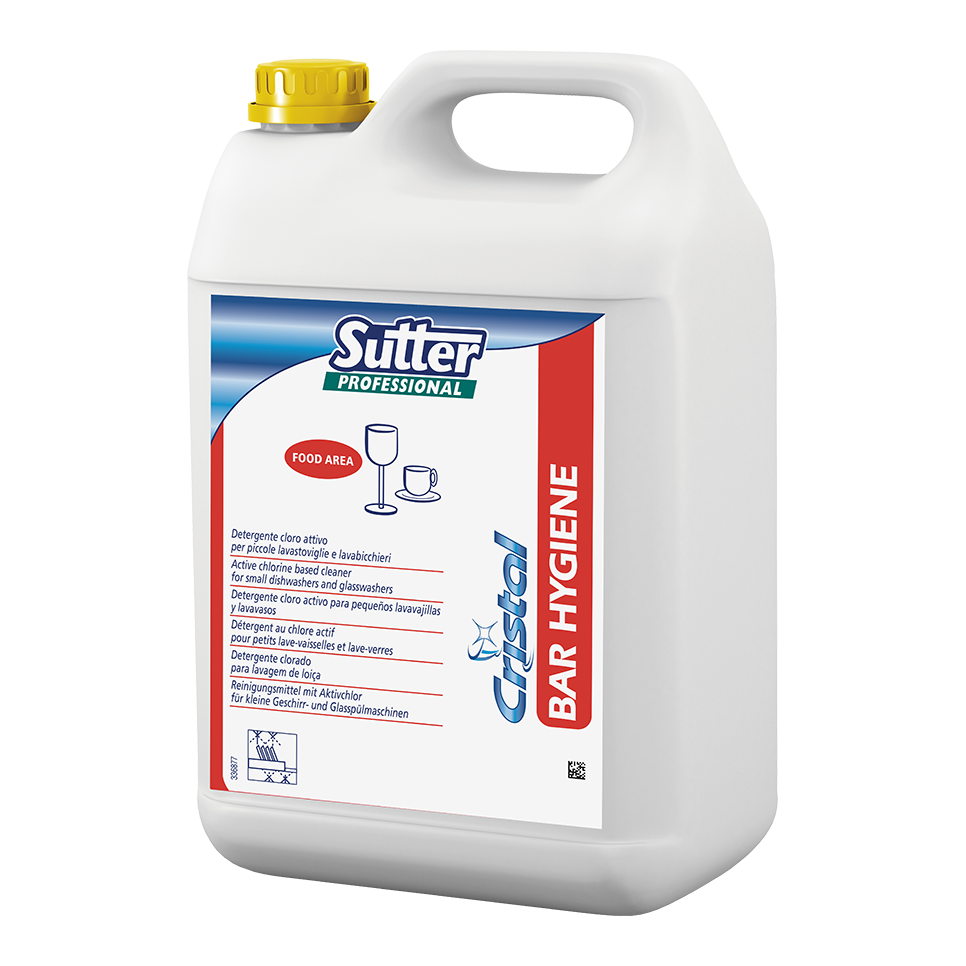 BAR HYGIENE, 5kg: Detergente com cloro activo para pequenas máquinas de lavar louça e copos I SUTTER