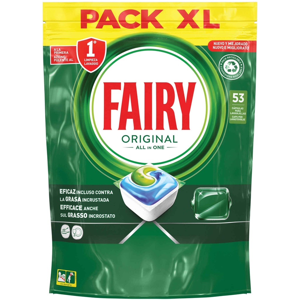 Pastilhas máquina de lavar louça Fairy Plus (53 unidades)