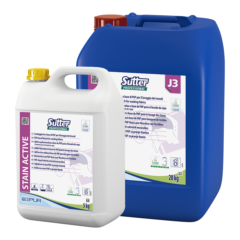 STAIN ACTIVE, 20kg: Removedor de nódoas para lavagem automática de roupa branca e de cor I SUTTER