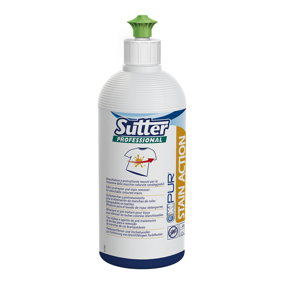 STAIN ACTION, 500ml: Tira-nódoas para a remoção de manchas de cor branqueáveis como café, vinho, fruta, tomate I SUTTER