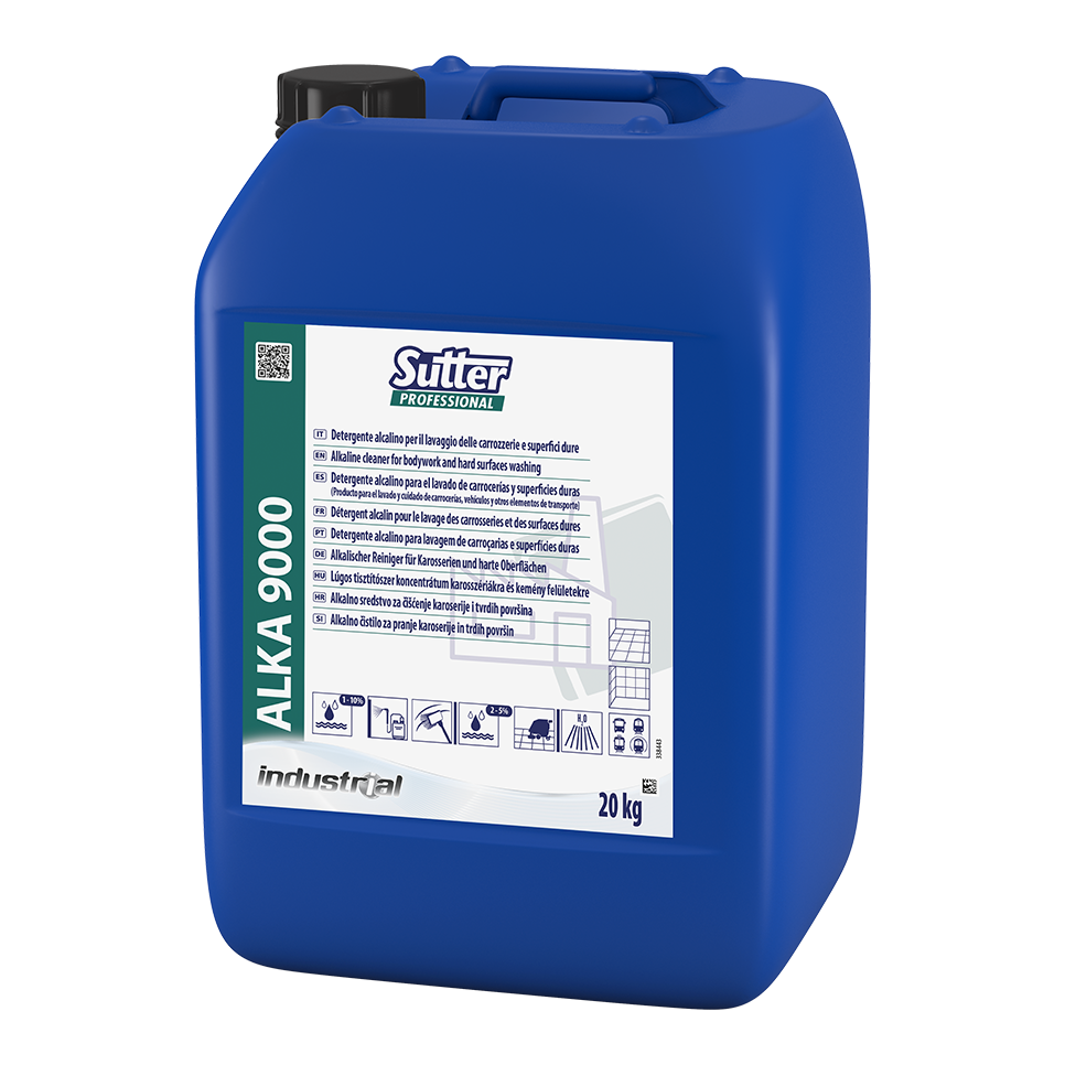 ALKA 9000, 20kg: Detergente alcalino para lavagem de carroçarias e superfícies duras I SUTTER