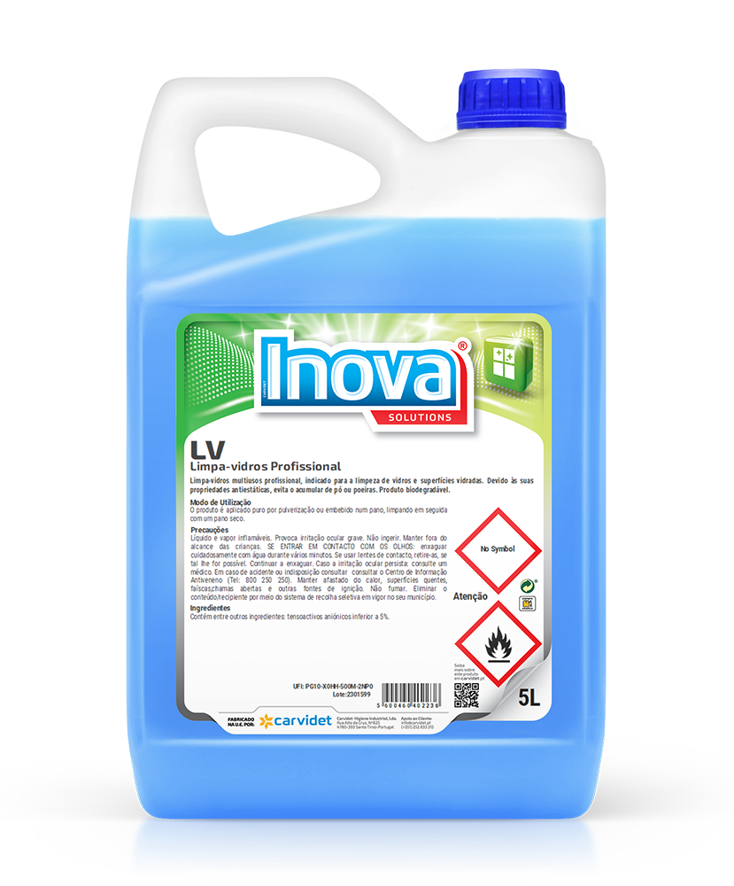 [BOST000140-P723] LIMPA VIDROS LV, 5 litros: Detergente para limpeza de vidros I INOVA