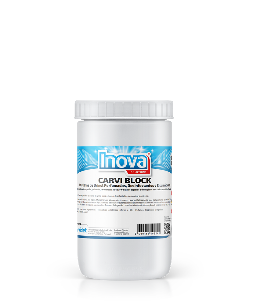 CARVI BLOCK, 600 gramas: Pastilhas de Urinol Higienizantes Enzimáticas I INOVA