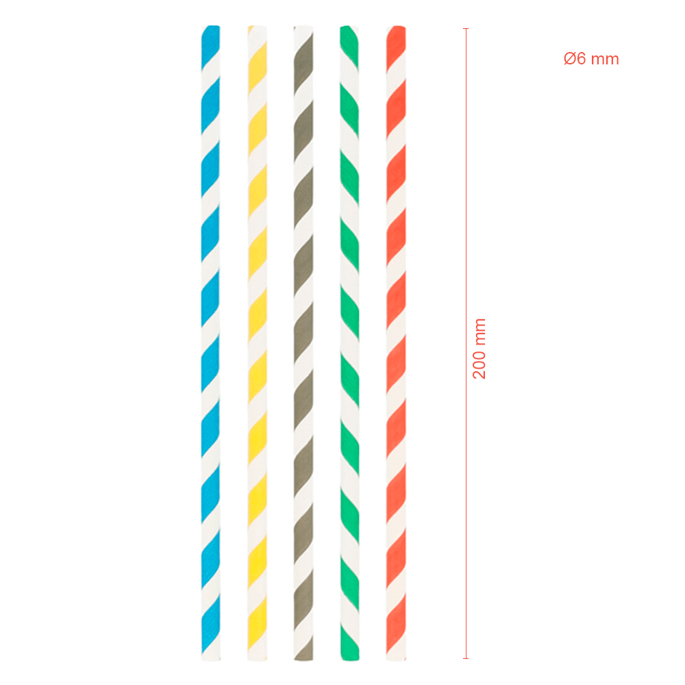 Palhinha reta de papel às riscas I 0,6x20 cm (Pack de 250 unidades)