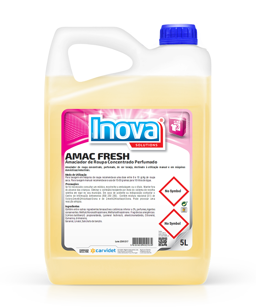 AMAC FRESH, 5 litros: Amaciador de roupa concentrado maquina de lavar roupa I INOVA