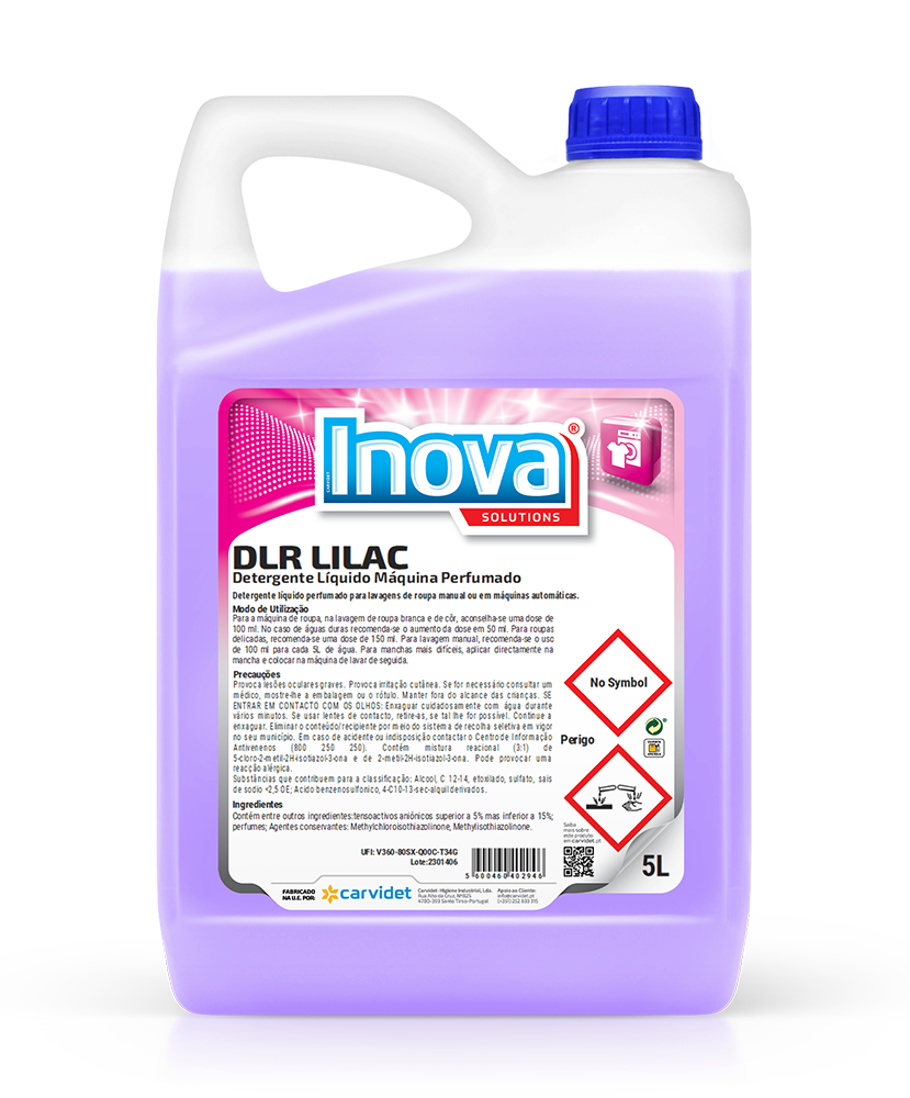 DLR LILAC, 5 litros: Detergente liquido perfumado máquina de lavar roupa I INOVA