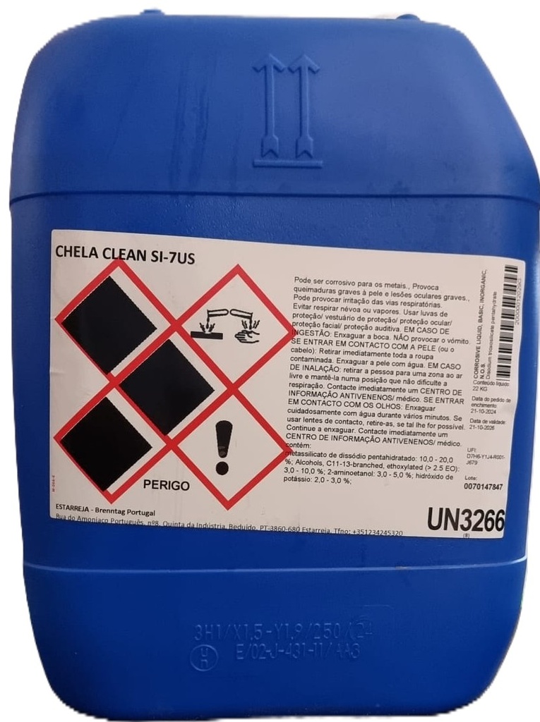 CHELA CLEAN SI-7US, 22 kg: Detergente alcalino para limpezas por imersão com ou sem ultra-sons I BRENNTAG
