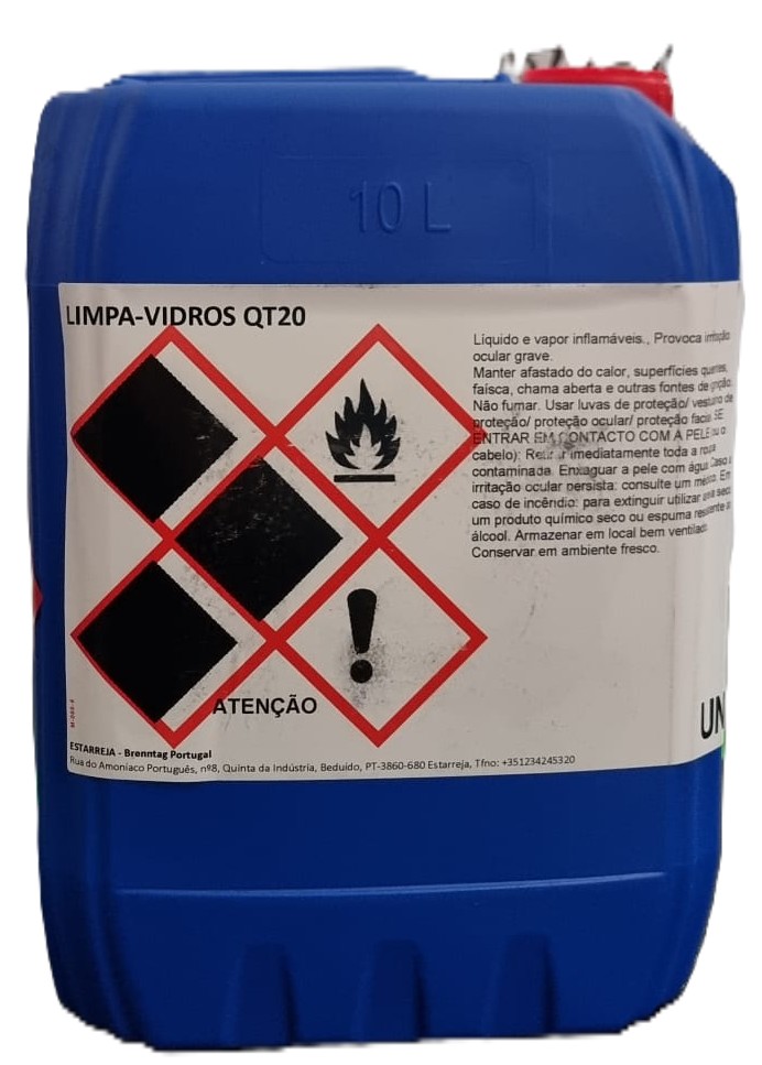 LIMPA-VIDROS QT20, 10 kg: detergente para limpeza de vidros e superfícies polidas I BRENNTAG
