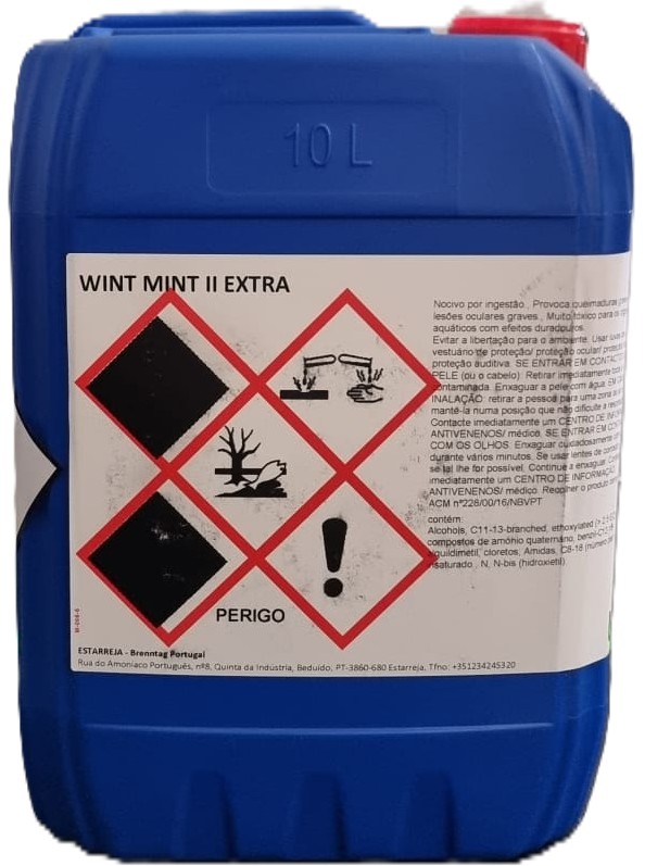 WINT MINT II EXTRA, 10 kg: Detergente/desinfetante manual para superfícies, loiça e utensílios (Biocida TP4) I BRENNTAG