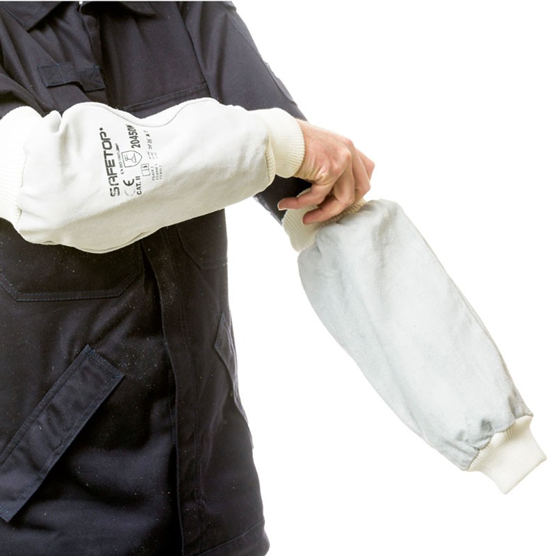 [SAFE008752-20450] Manguito de proteção em couro cinza com punho I SAFETOP