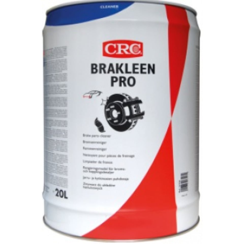Brakleen Pro, 20 litros: Produto de limpeza para peças de travões com uma fórmula baseada em vários ingredientes ativos para uma remoção eficaz de óleo, gordura, sujidade de tráfego e líquido dos travões. I CRC