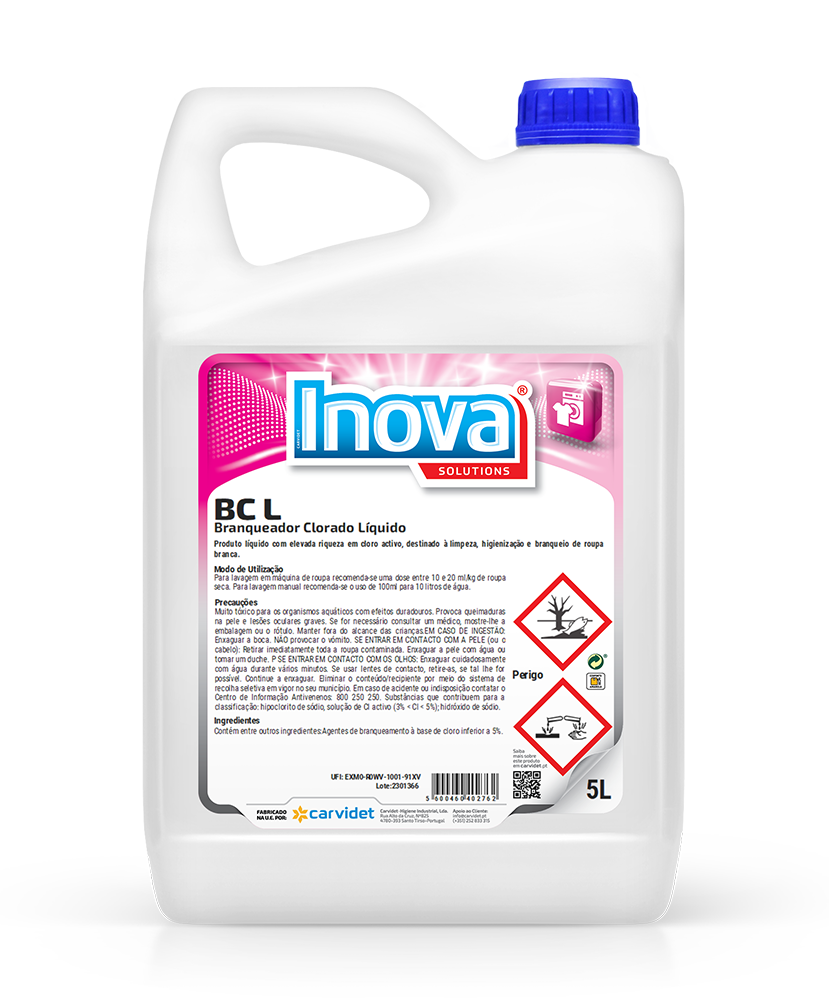 BC L, 5 litros: Branqueador clorado liquido maquina de lavar roupa I INOVA