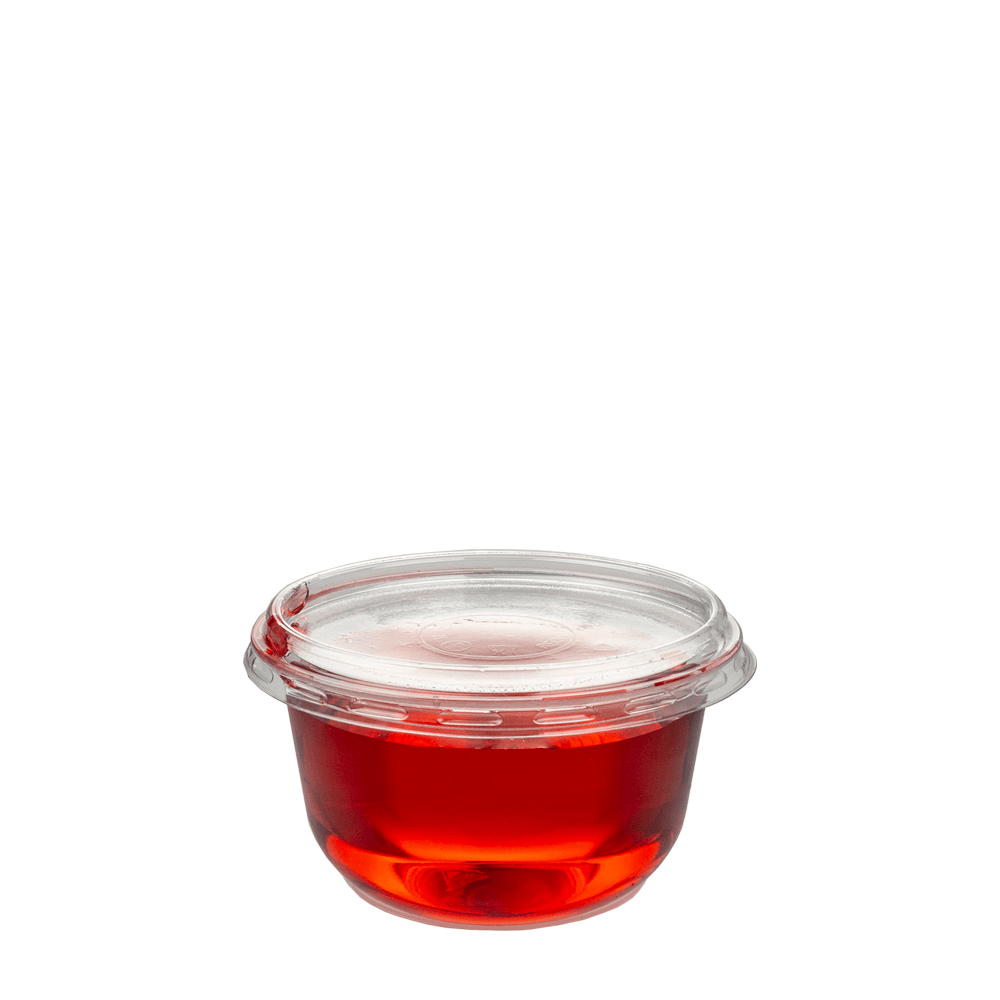 Taça de sobremesa reutilizável em PP com tampa 230 ml + Tampa rasa, Ecovalor incluído, Ecovalor incluído I caixa 1200 unidades I pack 100 unidades