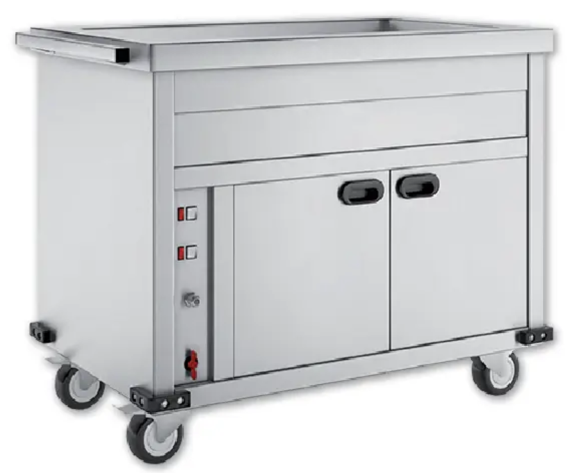 Carros banho maria com estufa em inox I Capacidade para 6 GN 1/1 150