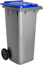 Contentor com rodas I tampa azul e fundo cinza I 555x470x905mm I 120 litros