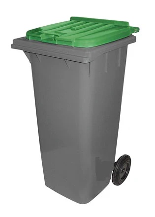 [DOMP009183-601] Contentor com rodas I tampa verde e fundo cinza I 555x470x905mm I 120 litros