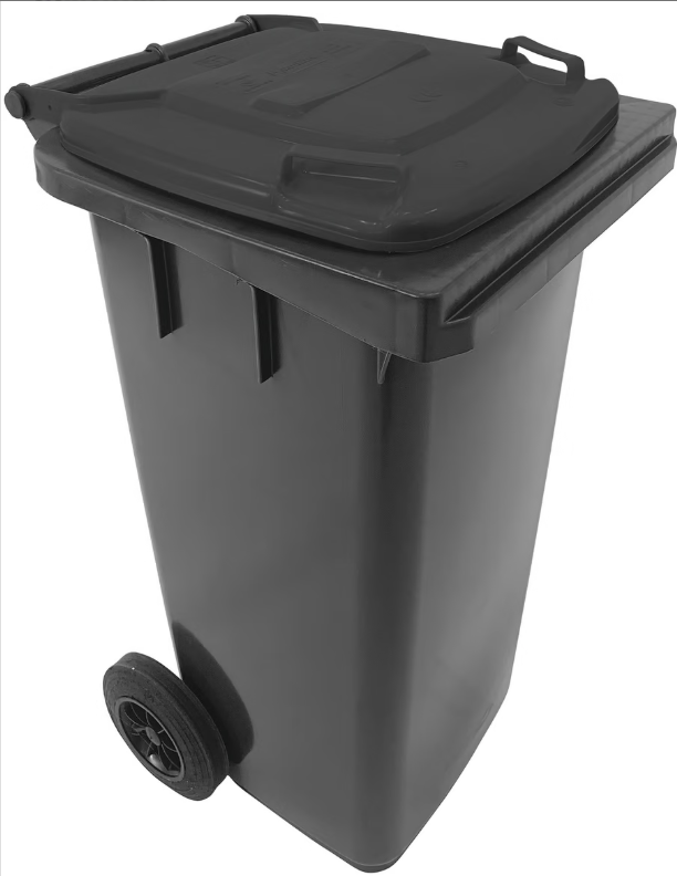 Contentor com rodas I tampa cinza e fundo cinza I 555x470x905mm I 120 litros