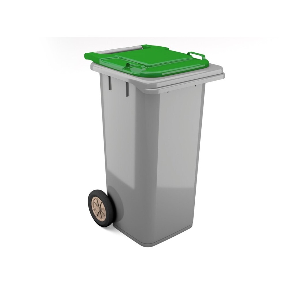 Contentor BIOLOGIC com rodas I tampa verde e fundo cinza I 555x460x900mm I 120 litros