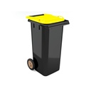 Contentor BIOLOGIC com rodas I tampa amarela e fundo preto I 555x460x900mm I 120 litros