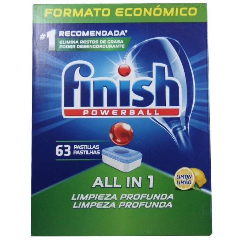 Pastilhas máquina de lavar louça Finish Powerball All in 1 Limão (63 unidades) (cópia)
