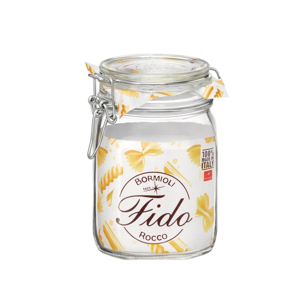 Frasco hermético em vidro tipo pote de conservação I modelo: FIDO I Capacidade: 1 litro I BORMIOLI ROCCO