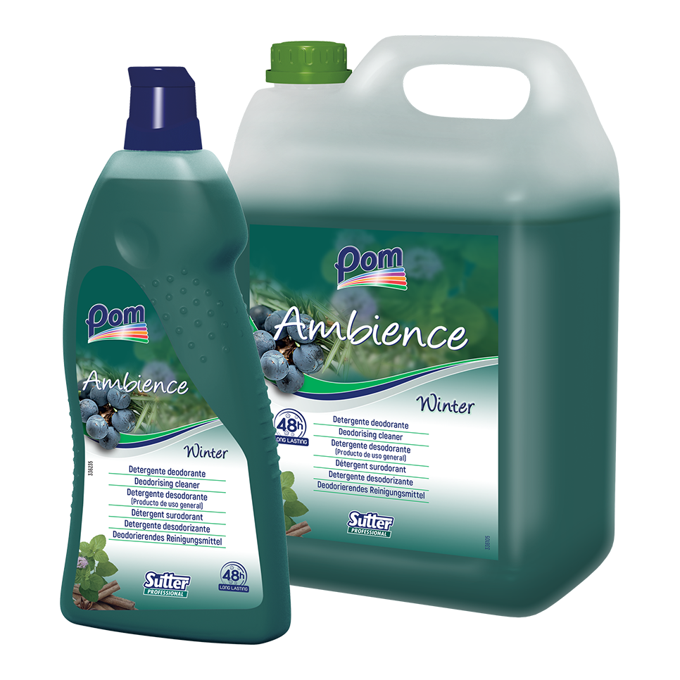 AMBIENCE WINTER 1000ml: Detergente desodorizante para todas as superfícies laváveis. Fragrância de madeira balsâmica | SUTTER
