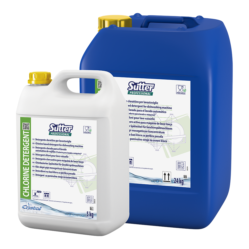 CHLORINE DETERGENT, 24kg: Detergente higienizante com cloro activo para máquinas de lavar louça I SUTTER