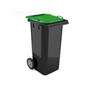Contentor BIOLOGIC com rodas I tampa verde e fundo preto I 555x460x900mm I 120 litros