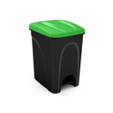 Papeleira com pedal e tampa I tampa verde e fundo preto I 420x275x410mm I 25 litros