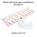 Rolo térmico - Rolos para terminal multibanco 57x35x11, pack 10 rolos (Preço por rolo)