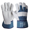 Luva em lona de algodão e pele de bovino I pack 12 unid cx 120 pares I modelo:EIRE FIT I SAFETOP